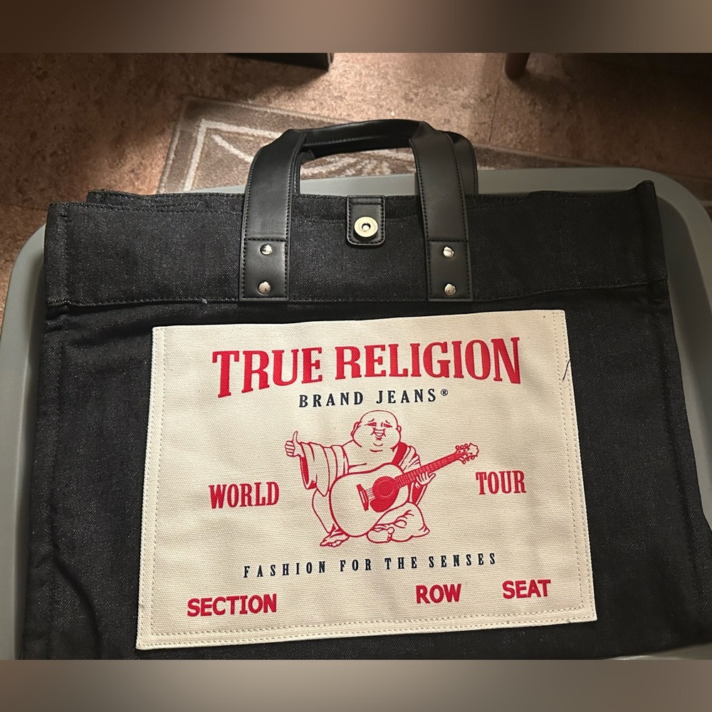 True Religion Black and White Tote Bag